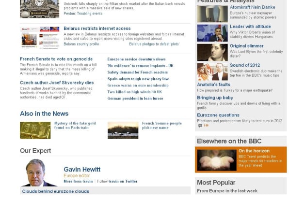 BBC Website front page gypsy crystal ball
