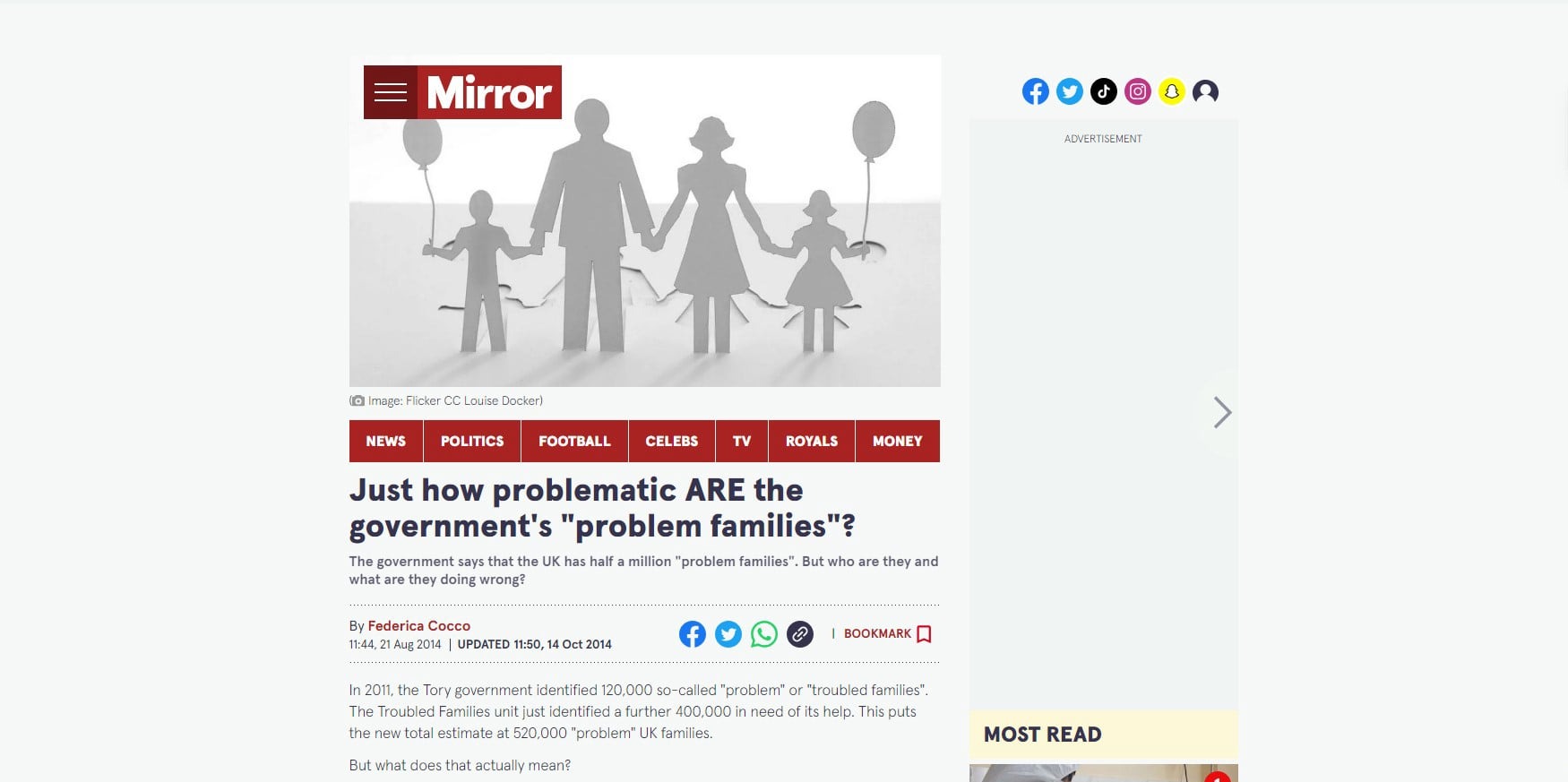 The Mirror UK Website Cut out family